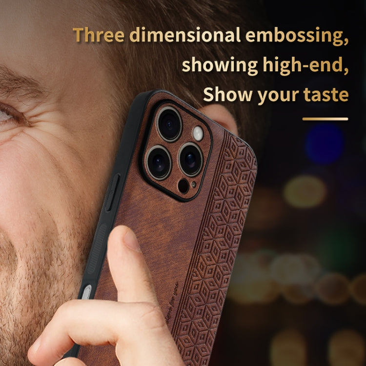 For iPhone 16 Pro Max AZNS 3D Embossed Skin Feel Phone Case(Brown)
