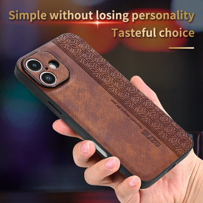 For iPhone 16 Plus AZNS 3D Embossed Skin Feel Phone Case(Brown)