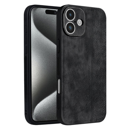 Pour iPhone 16 Coque de téléphone au toucher de peau gaufrée 3D AZNS (Noir)