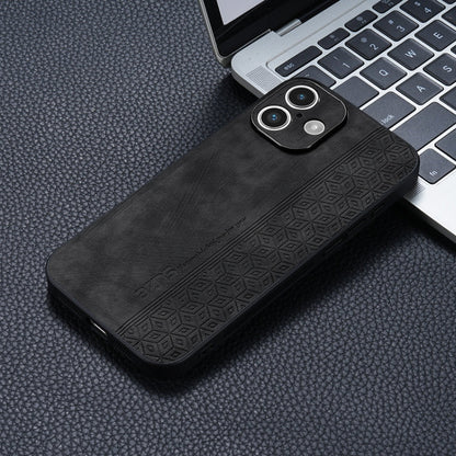 Pour iPhone 16 Coque de téléphone au toucher de peau gaufrée 3D AZNS (Noir)