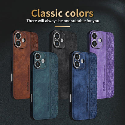 Pour iPhone 16 Coque de téléphone au toucher de peau gaufrée 3D AZNS (Noir)