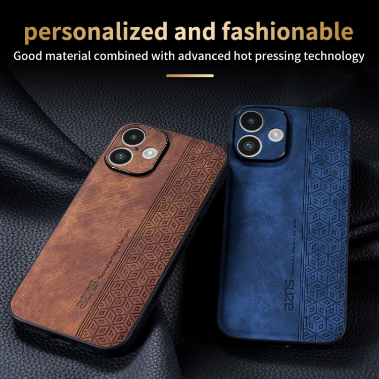 For iPhone 16 AZNS 3D Embossed Skin Feel Phone Case(Sapphire Blue)