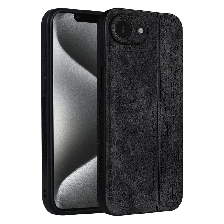 For iPhone 16e / 17e AZNS 3D Embossed Skin Feel Phone Case(Black)