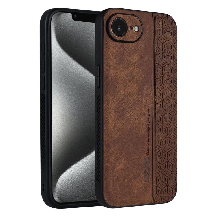 For iPhone 16e / 17e AZNS 3D Embossed Skin Feel Phone Case(Brown)