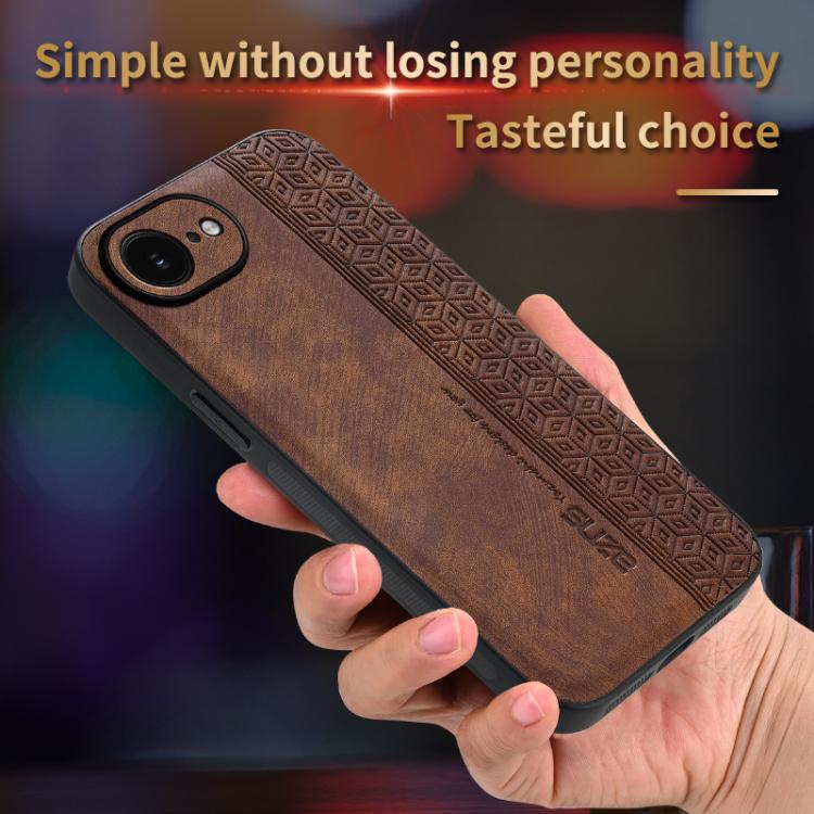 For iPhone 16e / 17e AZNS 3D Embossed Skin Feel Phone Case(Brown)