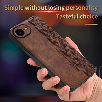 For iPhone 16e / 17e AZNS 3D Embossed Skin Feel Phone Case(Brown)