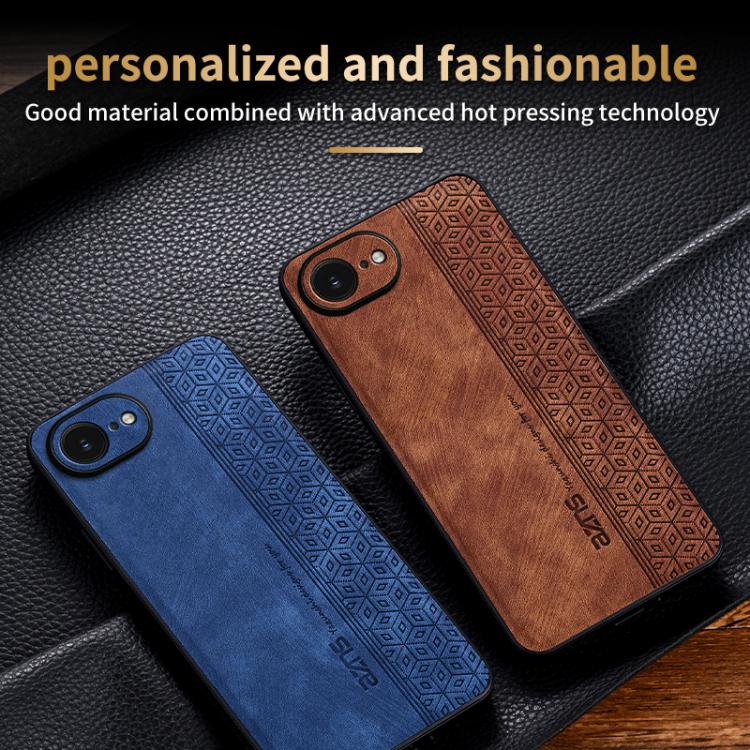 For iPhone 16e / 17e AZNS 3D Embossed Skin Feel Phone Case(Brown)