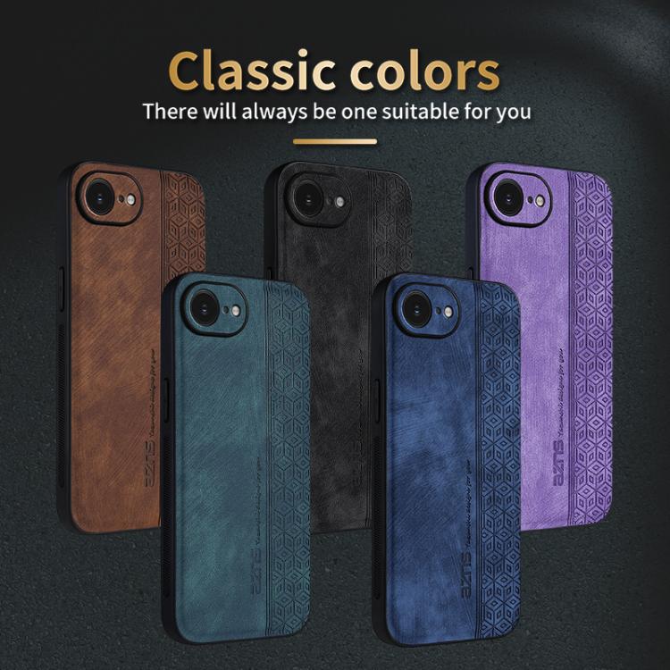 For iPhone 16e / 17e AZNS 3D Embossed Skin Feel Phone Case(Brown)