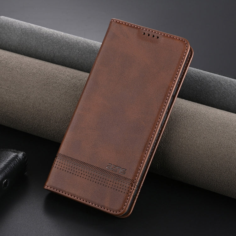 For OPPO Find X7 AZNS Magnetic Calf Texture Flip Leather Phone Case(Dark Brown)