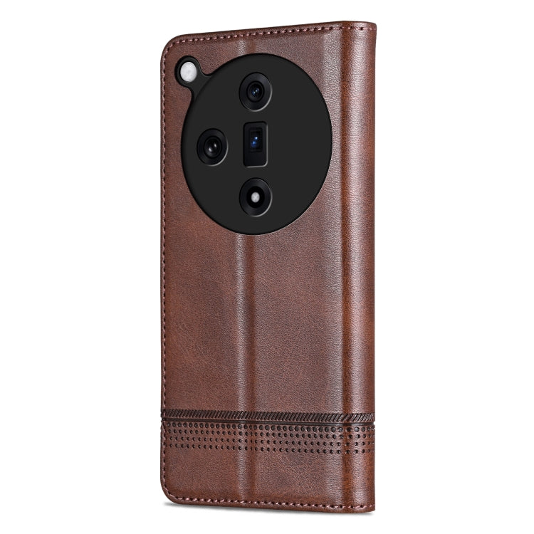 For OPPO Find X7 AZNS Magnetic Calf Texture Flip Leather Phone Case(Dark Brown)