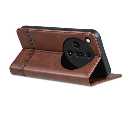 For OPPO Find X7 AZNS Magnetic Calf Texture Flip Leather Phone Case(Dark Brown)