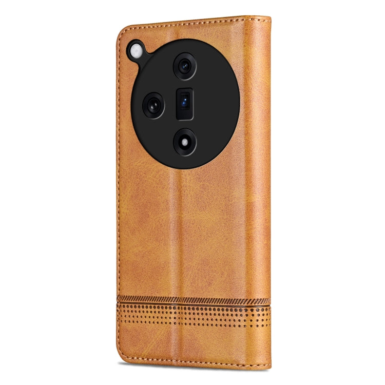 For OPPO Find X7 AZNS Magnetic Calf Texture Flip Leather Phone Case(Light Brown)