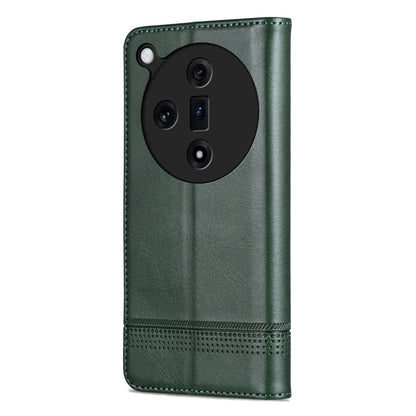 For OPPO Find X7 AZNS Magnetic Calf Texture Flip Leather Phone Case(Dark Green)