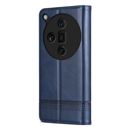 For OPPO Find X7 Ultra AZNS Magnetic Calf Texture Flip Leather Phone Case(Dark Blue)