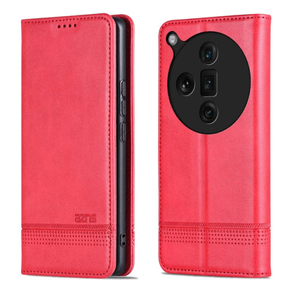 For OPPO Find X7 Ultra AZNS Magnetic Calf Texture Flip Leather Phone Case(Red)