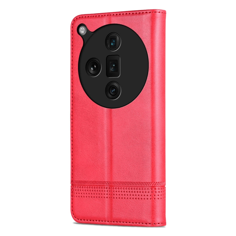 For OPPO Find X7 Ultra AZNS Magnetic Calf Texture Flip Leather Phone Case(Red)