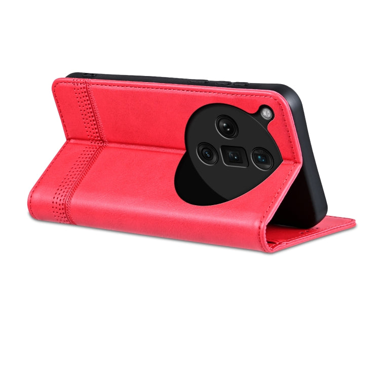 For OPPO Find X7 Ultra AZNS Magnetic Calf Texture Flip Leather Phone Case(Red)