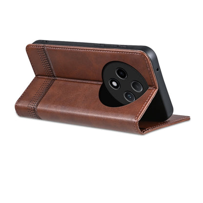 For OPPO A3 Pro 5G AZNS Magnetic Calf Texture Flip Leather Phone Case(Dark Brown)
