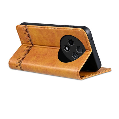 For OPPO A3 Pro 5G AZNS Magnetic Calf Texture Flip Leather Phone Case(Light Brown)