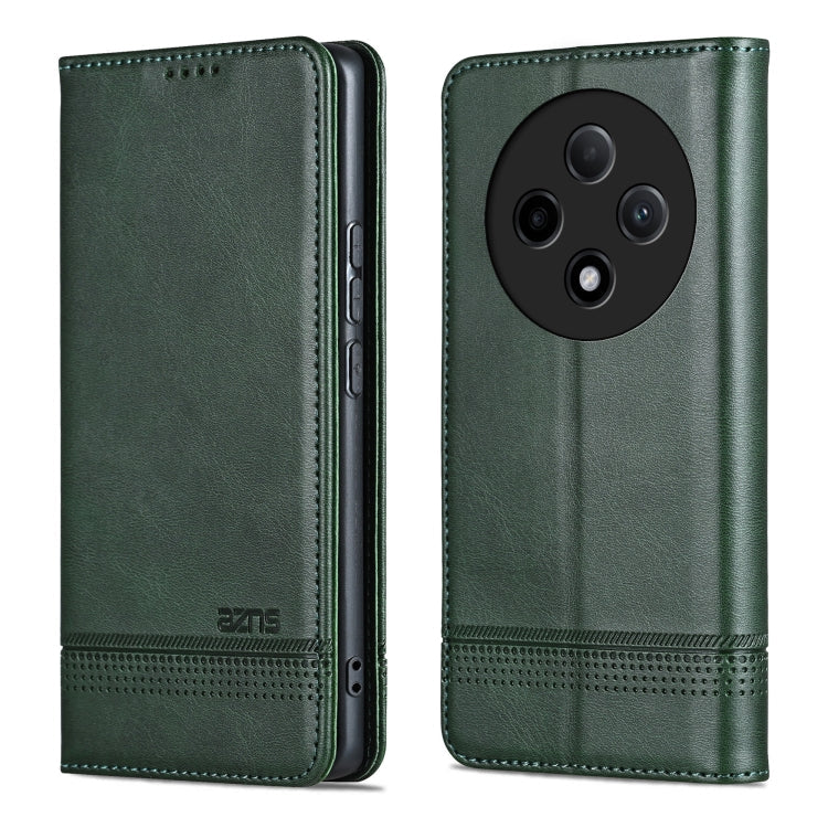 Pour OPPO A3 Pro 5G AZNS Étui de téléphone en cuir à rabat texturé magnétique (Vert foncé)