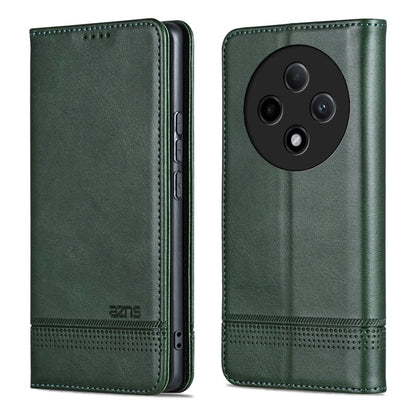 Pour OPPO A3 Pro 5G AZNS Étui de téléphone en cuir à rabat texturé magnétique (Vert foncé)