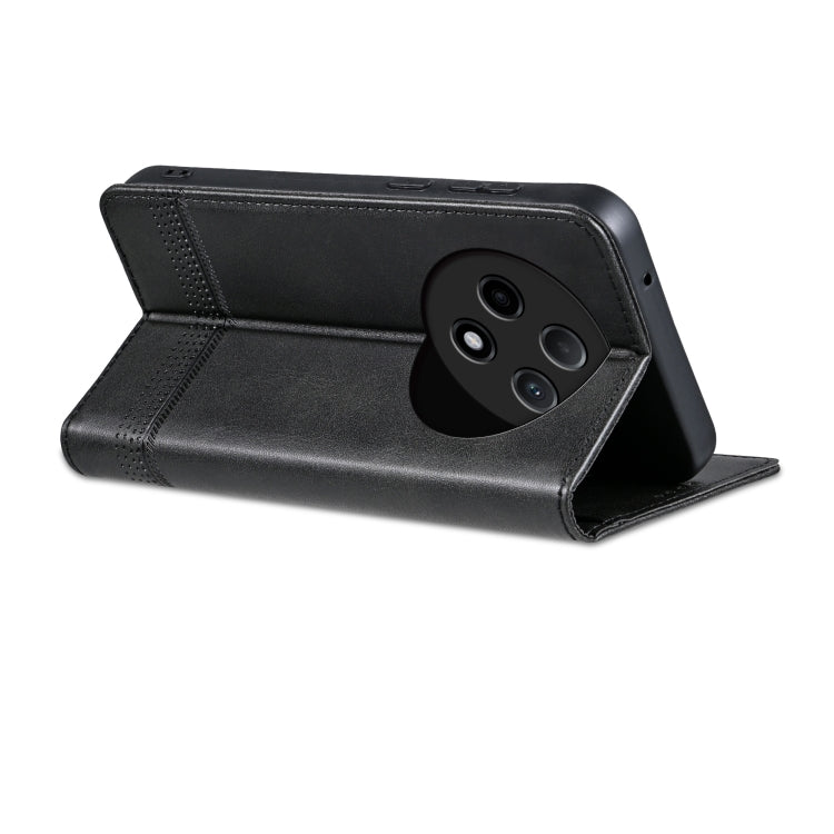 For OPPO A3 Pro 5G AZNS Magnetic Calf Texture Flip Leather Phone Case(Black)
