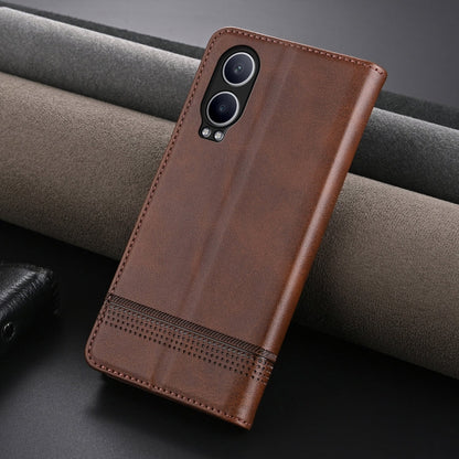 For OPPO K12x / OnePlus Nord CE4 Lite AZNS Magnetic Calf Texture Flip Leather Phone Case(Dark Brown)