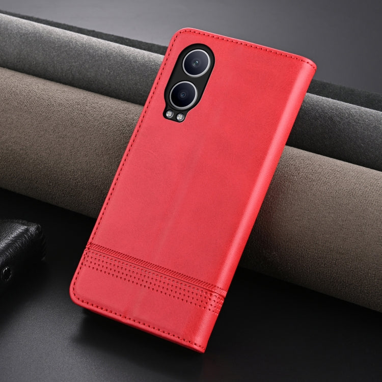 For OPPO K12x / OnePlus Nord CE4 Lite AZNS Magnetic Calf Texture Flip Leather Phone Case(Red)