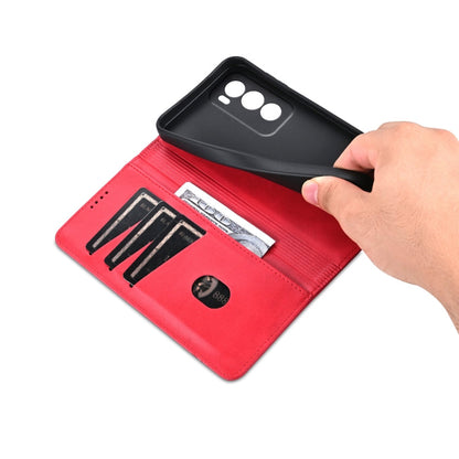 For OPPO Reno12 Global AZNS Magnetic Calf Texture Flip Leather Phone Case(Red)