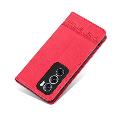For OPPO Reno12 Global AZNS Magnetic Calf Texture Flip Leather Phone Case(Red)
