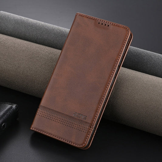 For OPPO Reno12 Pro Global AZNS Magnetic Calf Texture Flip Leather Phone Case(Dark Brown)