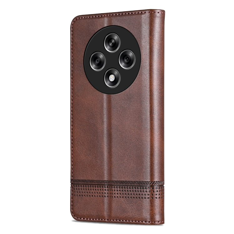 Pour Coque de téléphone en cuir rabattable à texture de veau magnétique AZNS OPPO A3 5G Chine (marron foncé)