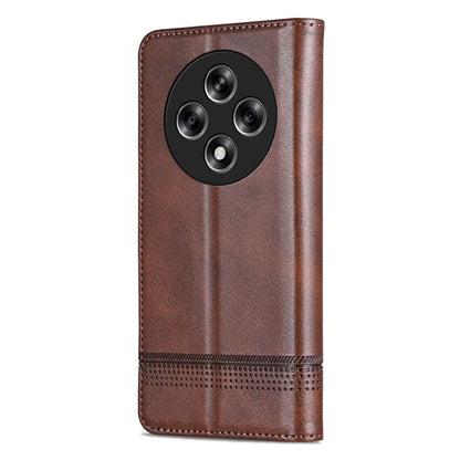 Pour Coque de téléphone en cuir rabattable à texture de veau magnétique AZNS OPPO A3 5G Chine (marron foncé)