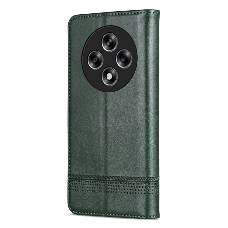 For OPPO A3 5G China AZNS Magnetic Calf Texture Flip Leather Phone Case(Dark Green)