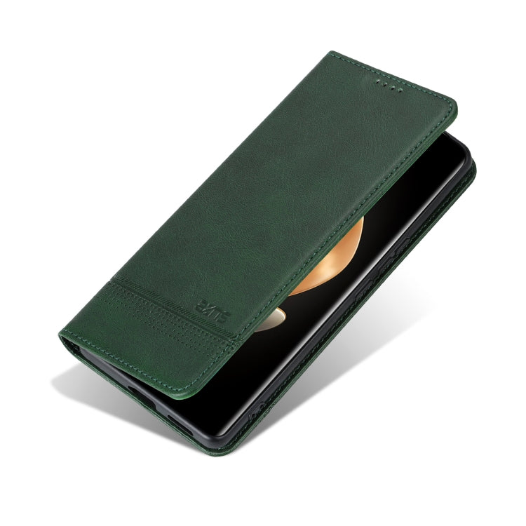 For OPPO A3 5G China AZNS Magnetic Calf Texture Flip Leather Phone Case(Dark Green)