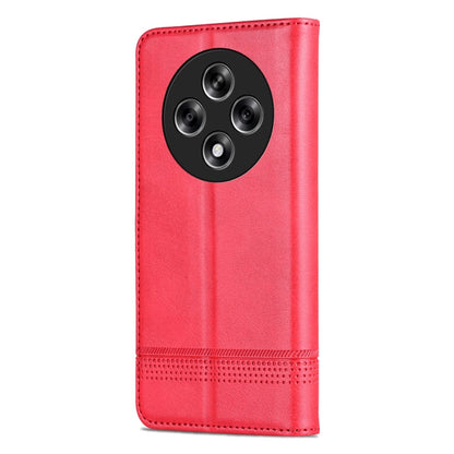 For OPPO Reno12 F 4G AZNS Magnetic Calf Texture Flip Leather Phone Case(Red)