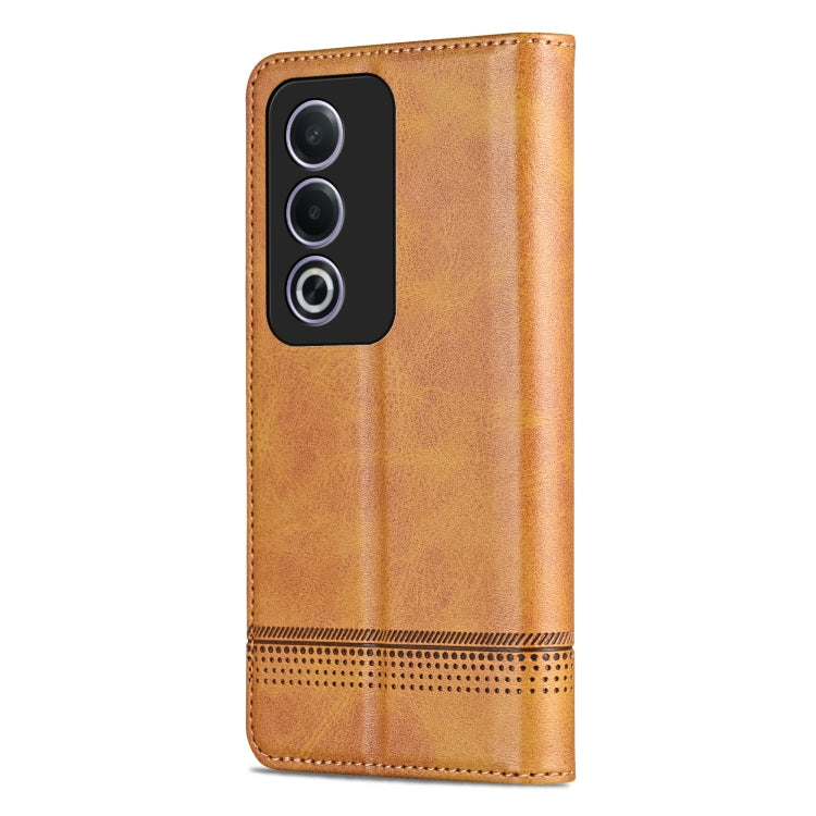 For OPPO A3 Energy / A3x 5G AZNS Magnetic Calf Texture Flip Leather Phone Case(Light Brown)