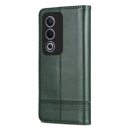 Pour OPPO A3 Energy / A3x 5G AZNS Étui de téléphone en cuir à rabat magnétique texturé veau (Vert foncé)