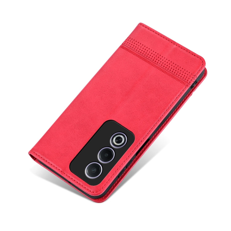 For OPPO A3 Energy / A3x 5G AZNS Magnetic Calf Texture Flip Leather Phone Case(Red)