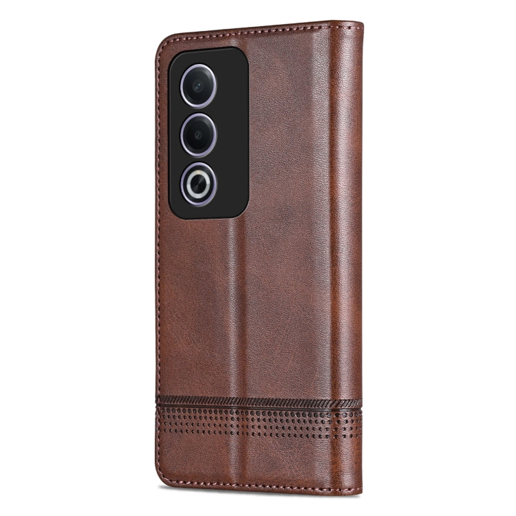 For OPPO K12x 5G Global AZNS Magnetic Calf Texture Flip Leather Phone Case(Dark Brown)