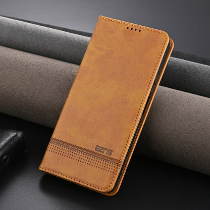 For OPPO K12x 5G Global AZNS Magnetic Calf Texture Flip Leather Phone Case(Light Brown)