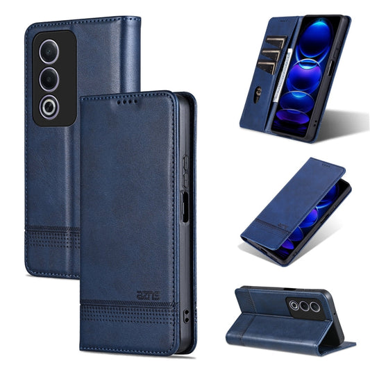 Pour OPPO K12x 5G Global AZNS Étui de téléphone en cuir à rabat texturé veau magnétique (Bleu foncé)