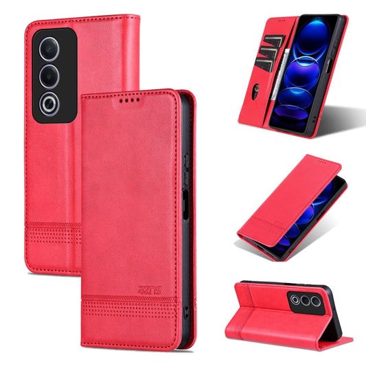 Pour OPPO K12x 5G Global AZNS Étui de téléphone en cuir rabattable avec texture de veau magnétique (rouge)