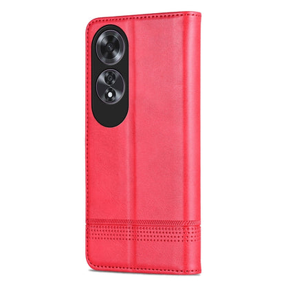 For OPPO A60 4G AZNS Magnetic Calf Texture Flip Leather Phone Case(Red)