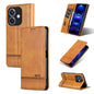 Pour OPPO A3x 4G AZNS Coque de téléphone en cuir à rabat texturé veau magnétique (marron clair)