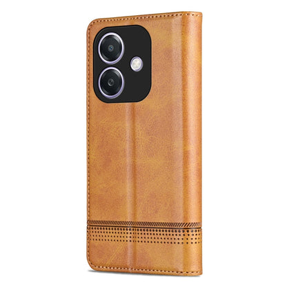 Pour OPPO A3x 4G AZNS Coque de téléphone en cuir à rabat texturé veau magnétique (marron clair)