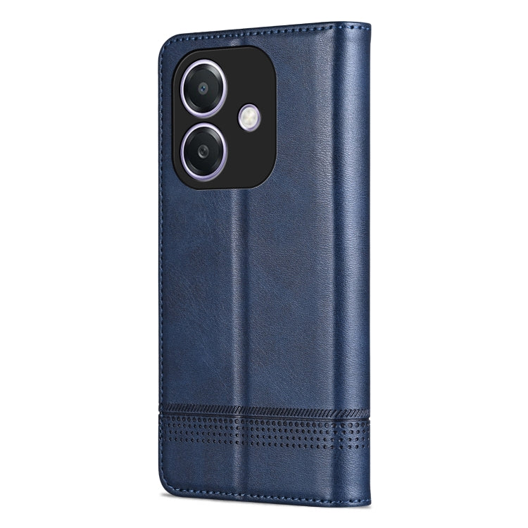 For OPPO A3x 4G AZNS Magnetic Calf Texture Flip Leather Phone Case(Dark Blue)