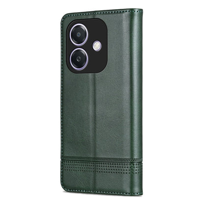 For OPPO A3x 4G AZNS Magnetic Calf Texture Flip Leather Phone Case(Dark Green)