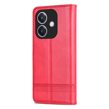 For OPPO A3x 4G AZNS Magnetic Calf Texture Flip Leather Phone Case(Red)