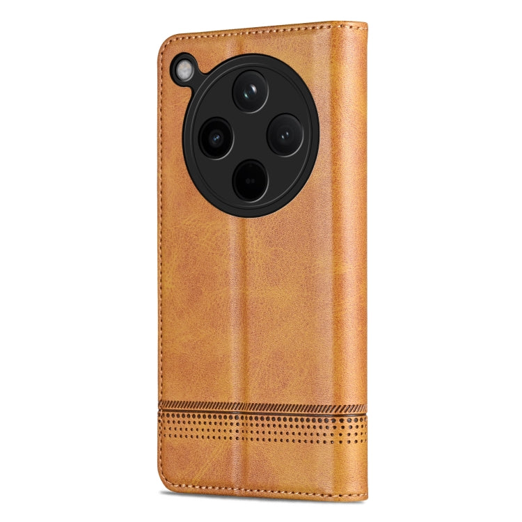 For OPPO Find X8 AZNS Magnetic Calf Texture Flip Leather Phone Case(Light Brown)